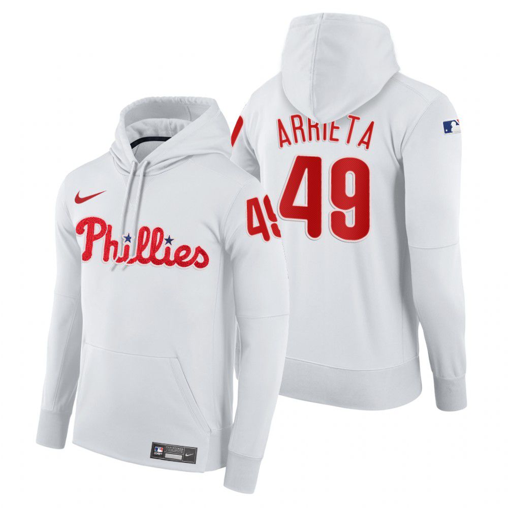 Men Philadelphia Phillies #49 Arrieta white home hoodie 2021 MLB Nike Jerseys